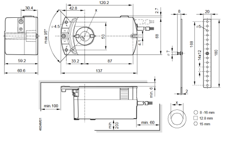 GPC321.1A: Привод воздушной заслонки (пружина) SIEMENS на 4 Н*м, AC 230 В, 2-точечный