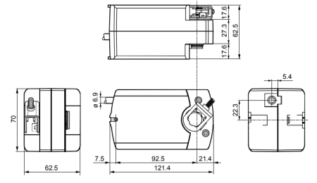 GQD321.1A: Привод воздушной заслонки (пружина) SIEMENS на 2 Н*м, AC 230 В, 2-точечный