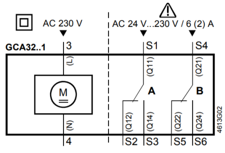 GCA321.1E: Привод воздушной заслонки (пружина) SIEMENS на 18 Н*м, AC 230 В, 2-точечный