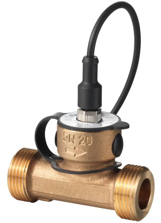 QVE3000.010: Датчик потока из бронзы для жидкостей в трубопроводах, DN10, 0...10 В, IP65