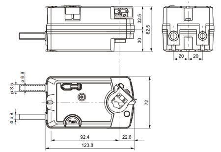 GSD321.1A: Привод воздушной заслонки (реверсивный - без пружины) SIEMENS на 2 Н*м, AC 230 В, 2-точечный
