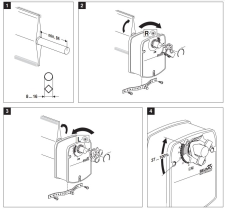 LF230-S: Привод воздушной заслонки (пружина) BELIMO на 4 Н*м, AC 230 В, 2-точечный