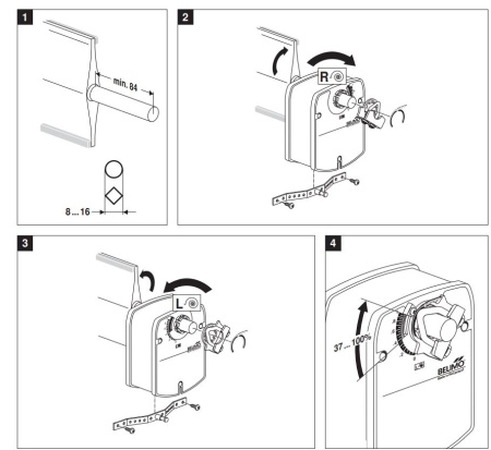 LF230: Привод воздушной заслонки (пружина) BELIMO на 4 Н*м, AC 230 В, 2-точечный