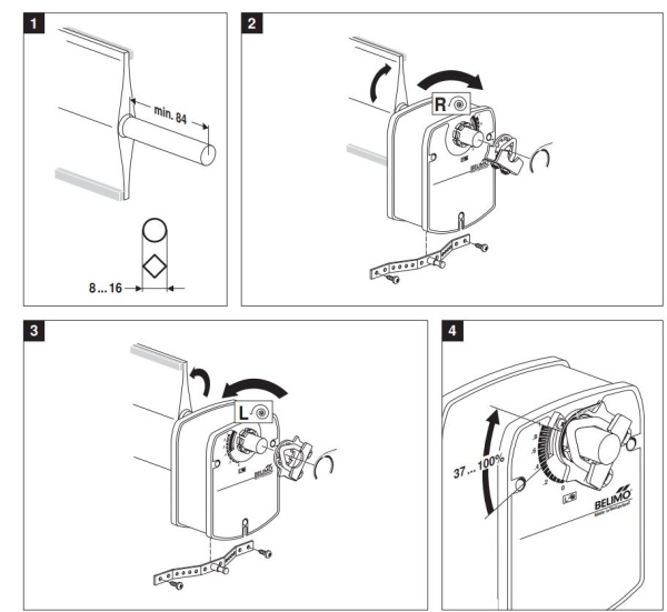 LF230: Привод воздушной заслонки (пружина) BELIMO на 4 Н*м, AC 230 В, 2-точечный