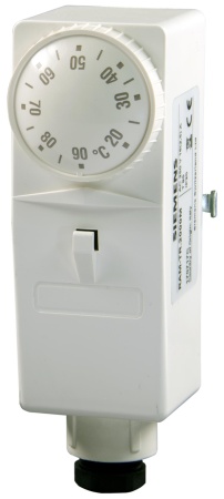 RAM-TR.2000M: НАКЛАДНОЙ РЕГУЛЯТОР ТЕМПЕРАТУРЫ, 0...90 °C, ФИКСИРУЮЩАЯ ПРУЖИНА, ВНЕШНИЙ ЗАДатчик УСТАВКИ