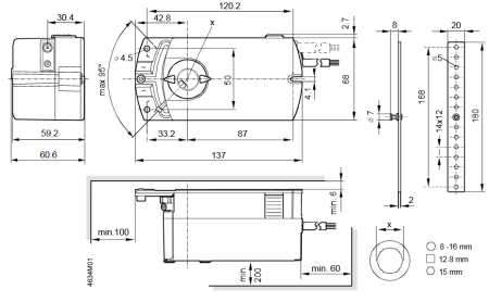 GDB331.1E: Привод воздушной заслонки (реверсивный - без пружины) SIEMENS на 5 Н*м, AC 230 В, 3-точечный