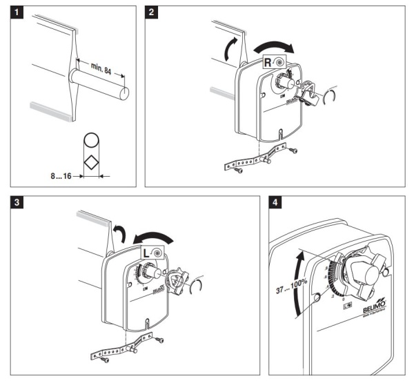 LF24-S: Привод воздушной заслонки (пружина) BELIMO на 4 Н*м, AC/DC 24 В, 2-точечный