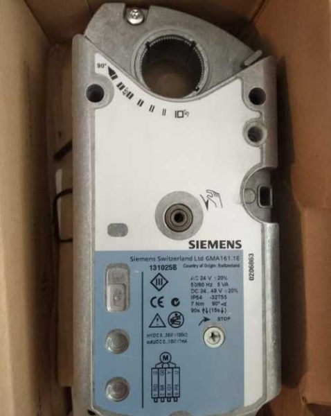 GMA161.1E: Привод воздушной заслонки (пружина) SIEMENS на 7 Н*м, DC 24 В, 0…10 В