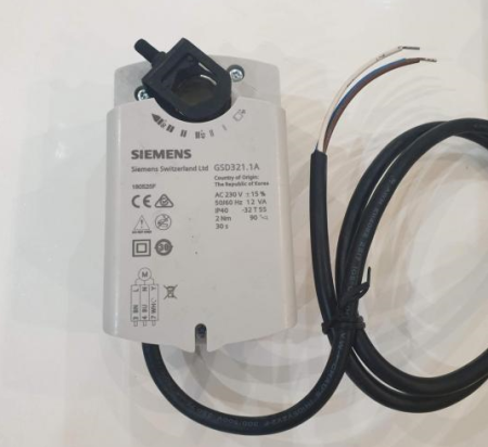 GSD321.1A: Привод воздушной заслонки (реверсивный - без пружины) SIEMENS на 2 Н*м, AC 230 В, 2-точечный